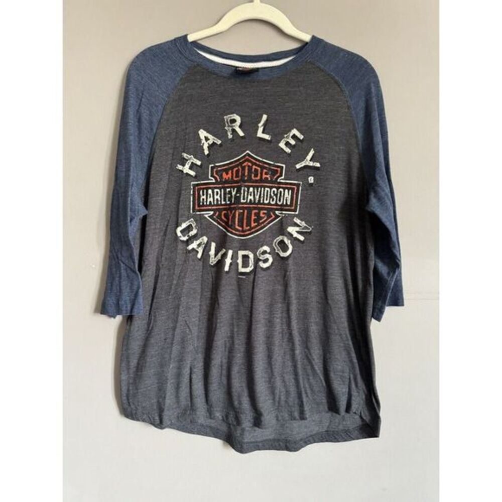 2019‎ Harley Davidson Women's Raglan 3/4 Length Shirt Powder Keg Size Large